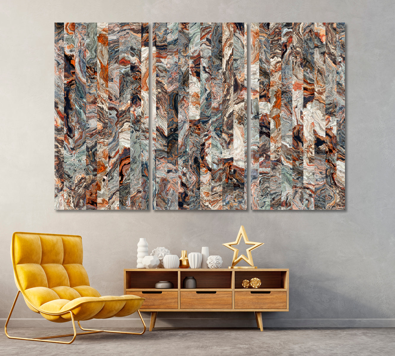Curly Marble Canvas Print ArtLexy 3 Panels 36"x24" inches 
