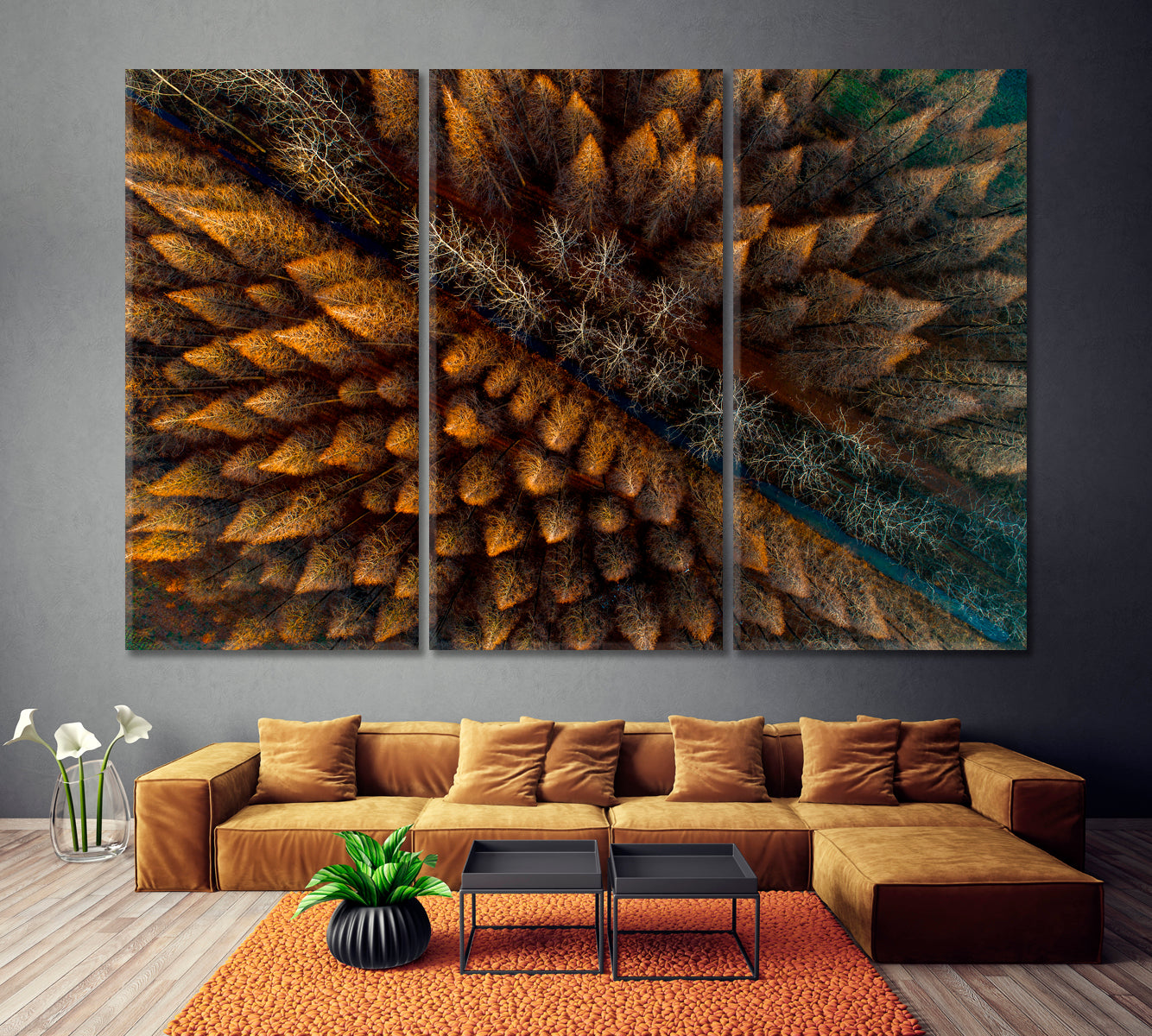 Metasequoia Forest Canvas Print ArtLexy 3 Panels 36"x24" inches 