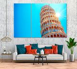 Leaning Tower of Pisa Italy Canvas Print ArtLexy 3 Panels 36"x24" inches 