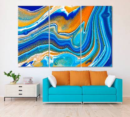 Abstract Liquid Ripples of Agate Canvas Print ArtLexy 3 Panels 36"x24" inches 