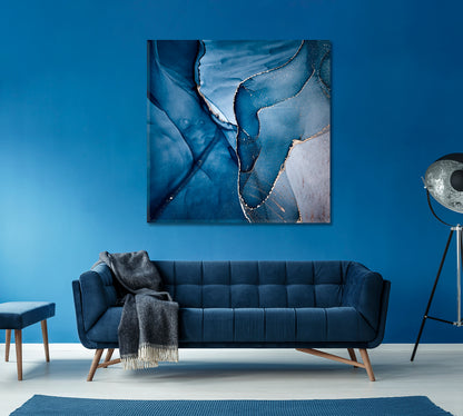 Luxury Blue Swirls of Marble Canvas Print ArtLexy   