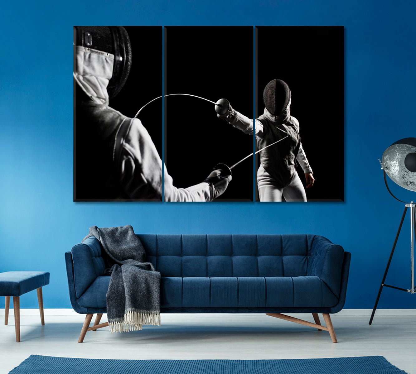 Fencing Action Canvas Print ArtLexy 3 Panels 36"x24" inches 