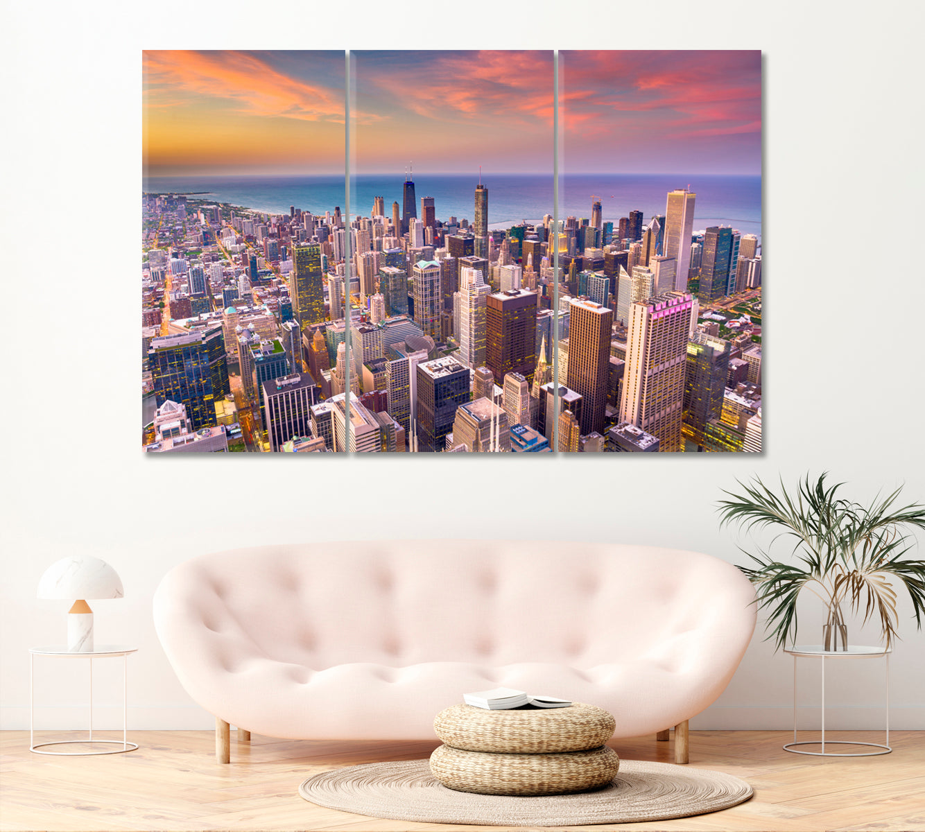Chicago Illinois Skyline Canvas Print ArtLexy 3 Panels 36"x24" inches 