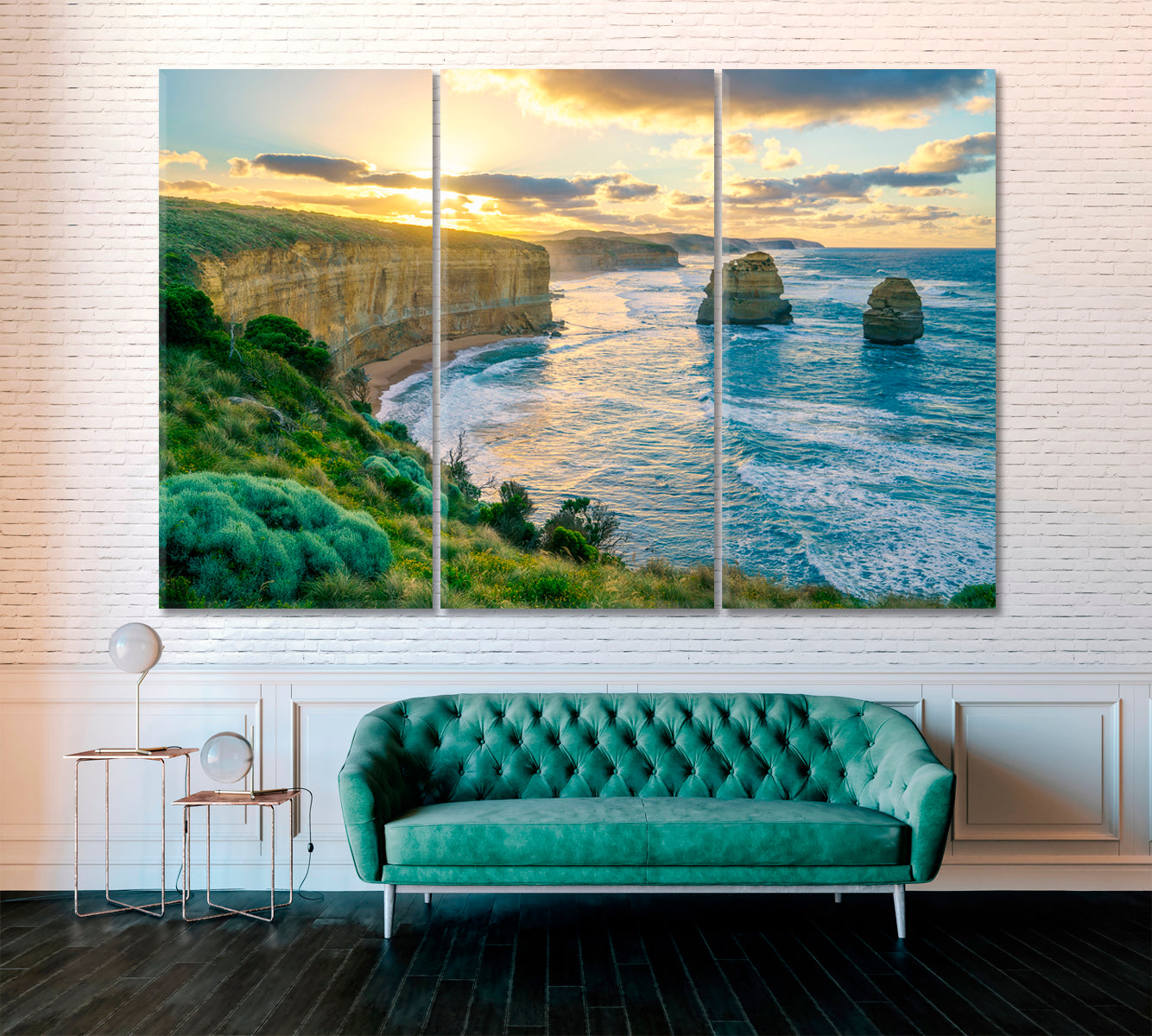 Gibson Steps on Great Ocean Road Australia Canvas Print ArtLexy 3 Panels 36"x24" inches 