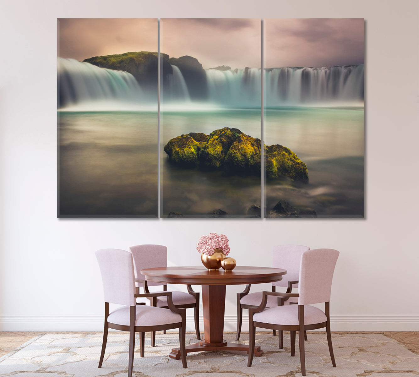 Godafoss Waterfall Iceland Canvas Print ArtLexy 3 Panels 36"x24" inches 