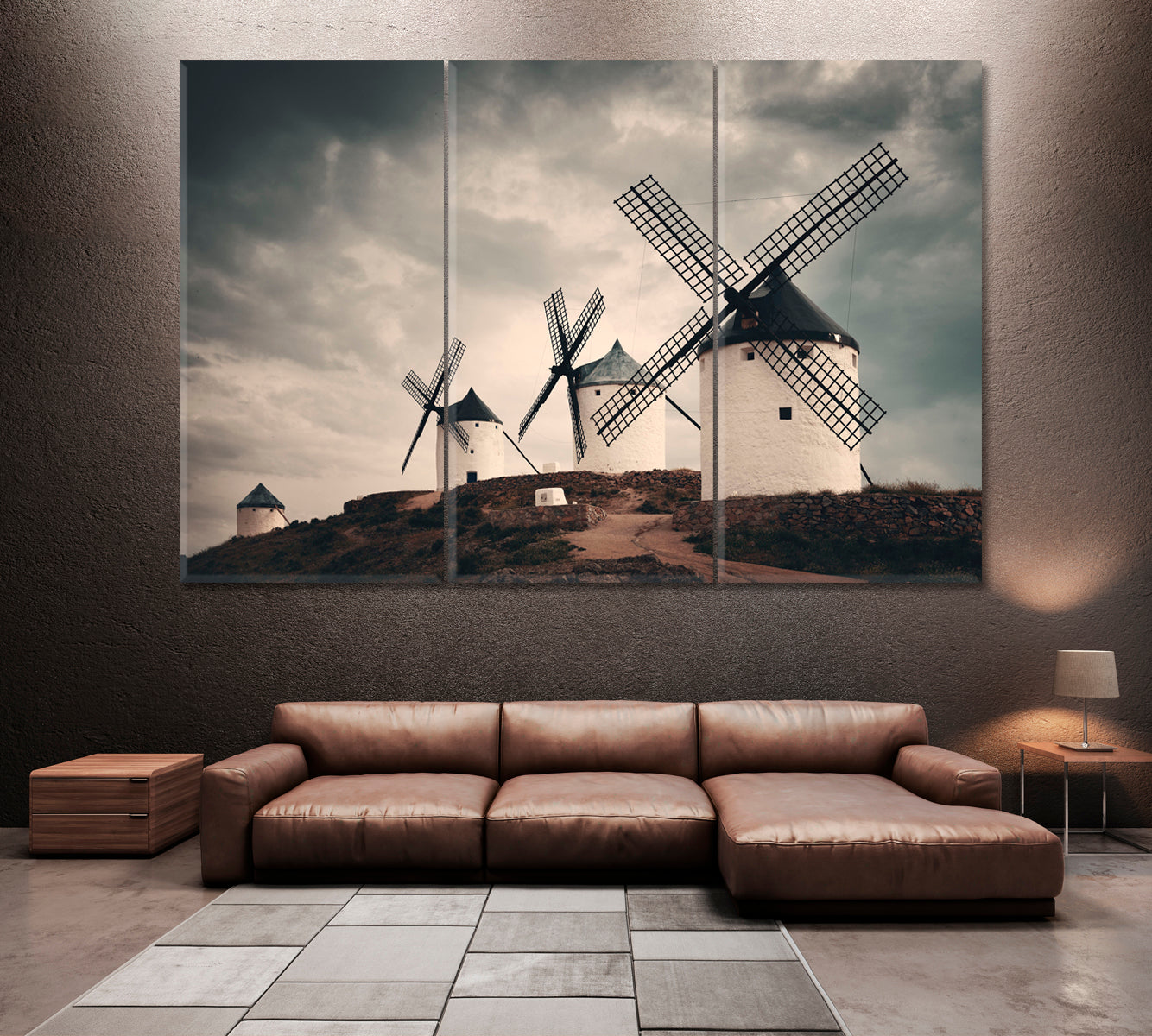 Windmills in Consuegra Spain Canvas Print ArtLexy 3 Panels 36"x24" inches 
