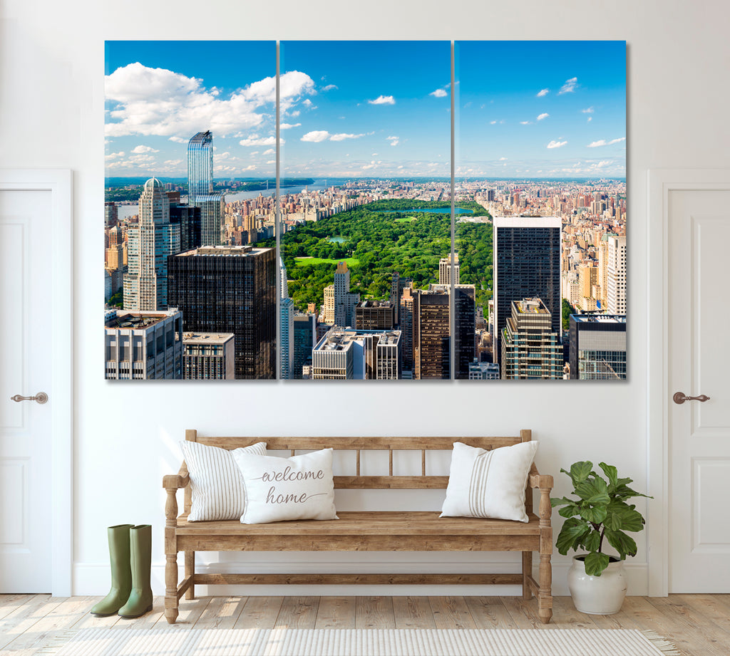 New York Central Park USA Canvas Print ArtLexy 3 Panels 36"x24" inches 