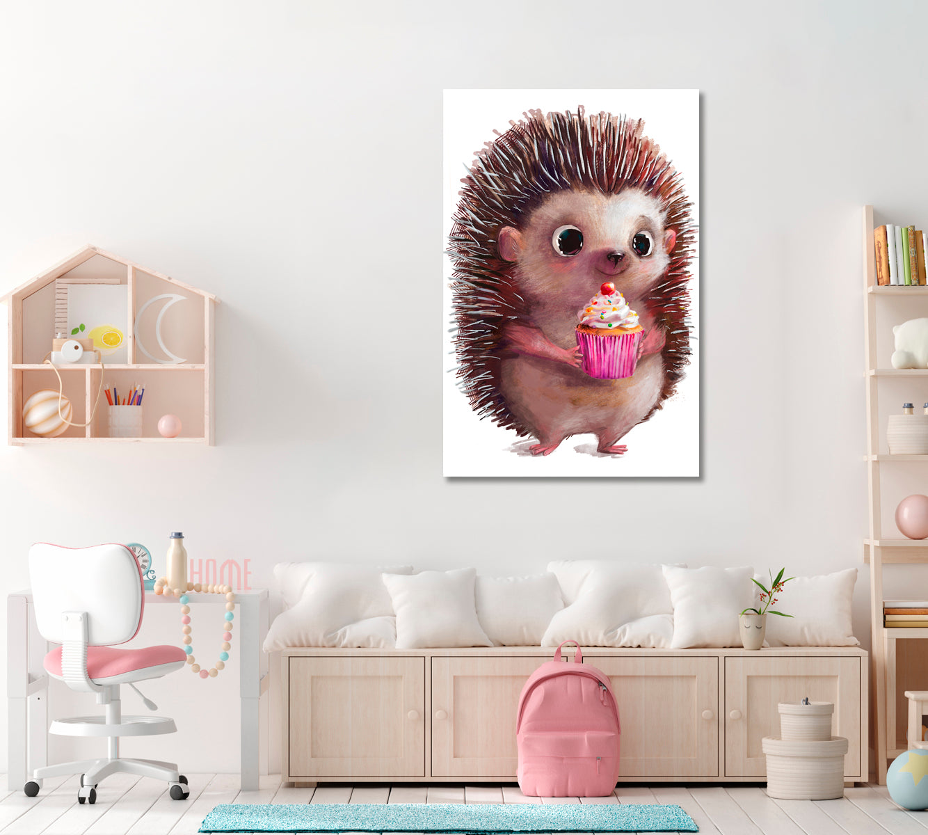 Little Hedgehog with Cake Canvas Print ArtLexy   