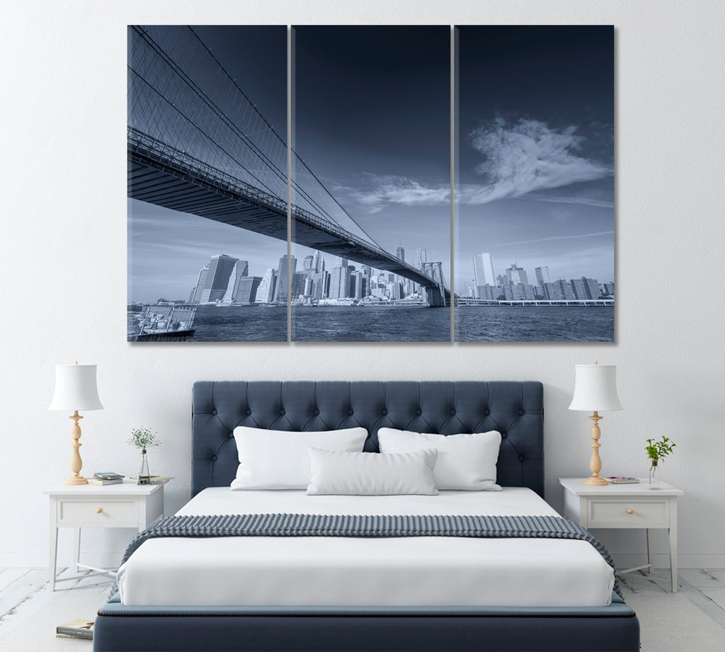 New York City Skyline Black and White Canvas Print ArtLexy 3 Panels 36"x24" inches 