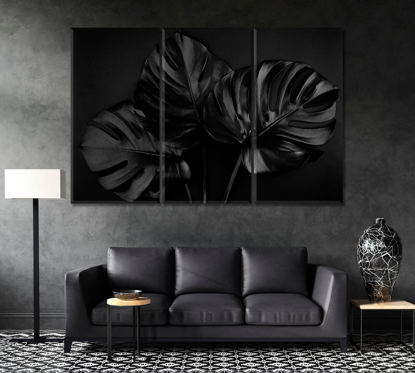 Monstera Leaves Canvas Print ArtLexy 3 Panels 36"x24" inches 