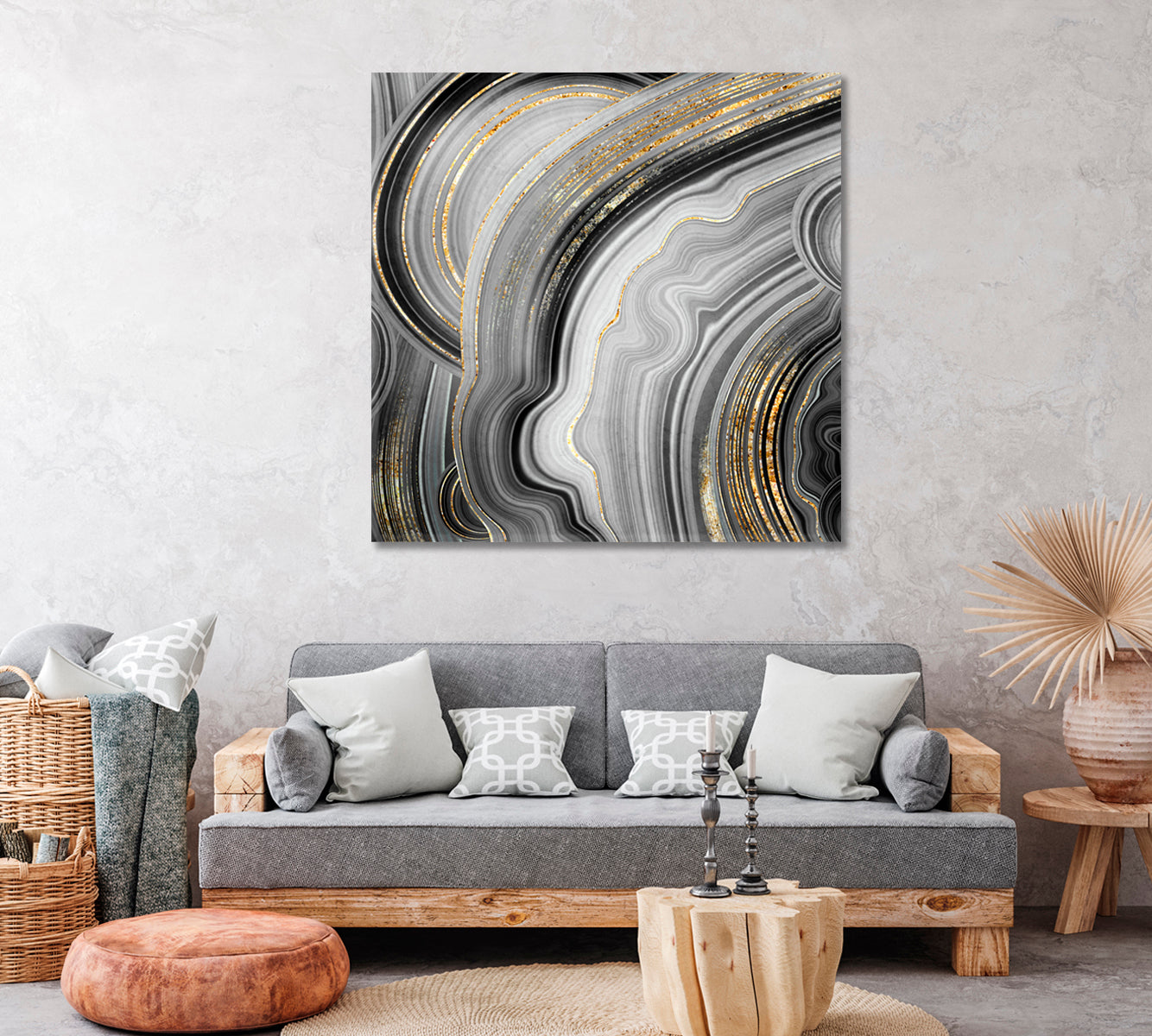 Abstract Agate with Gold Veins Canvas Print ArtLexy   