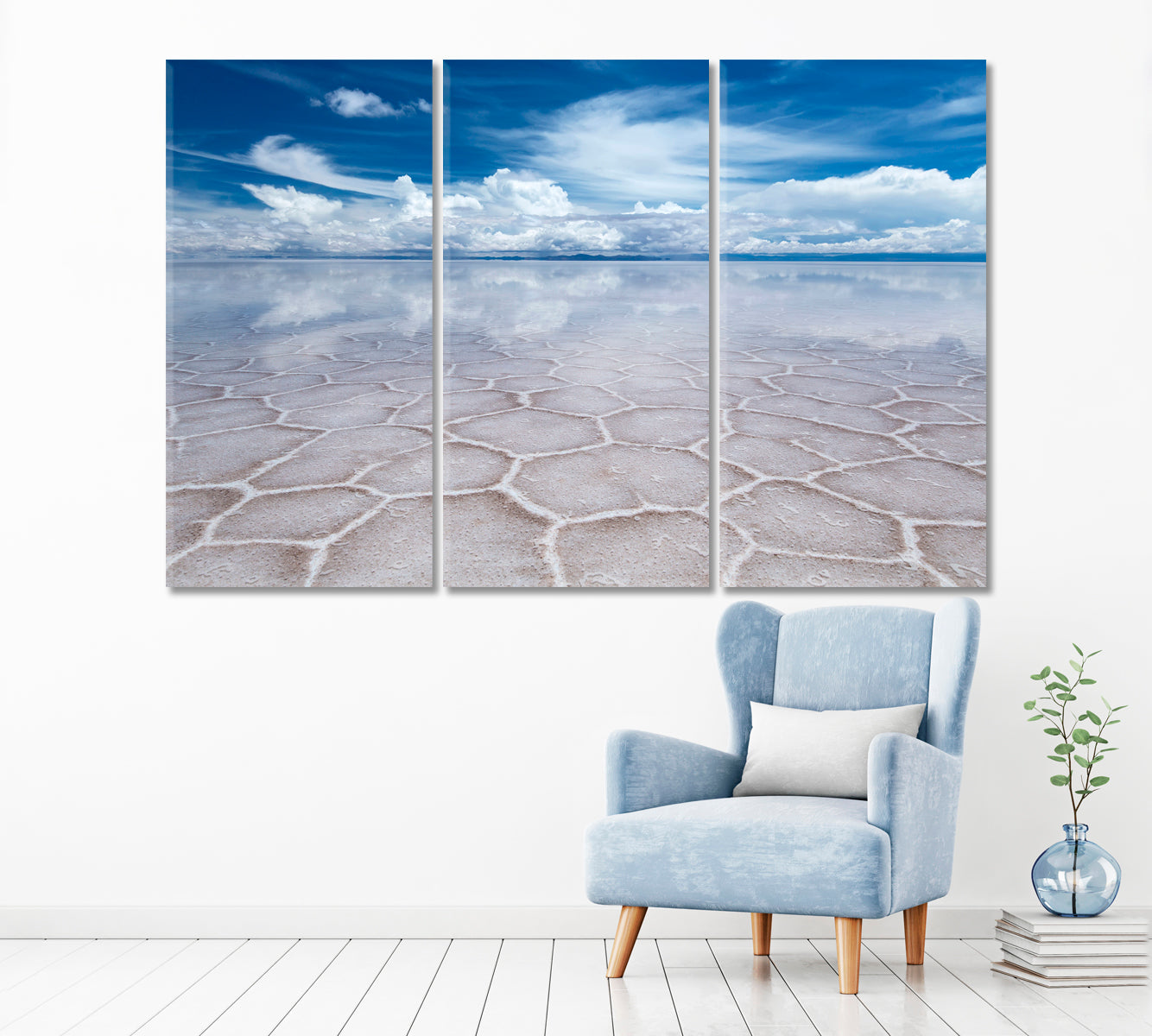 Uyuni Salt Flat Bolivia Canvas Print ArtLexy 3 Panels 36"x24" inches 