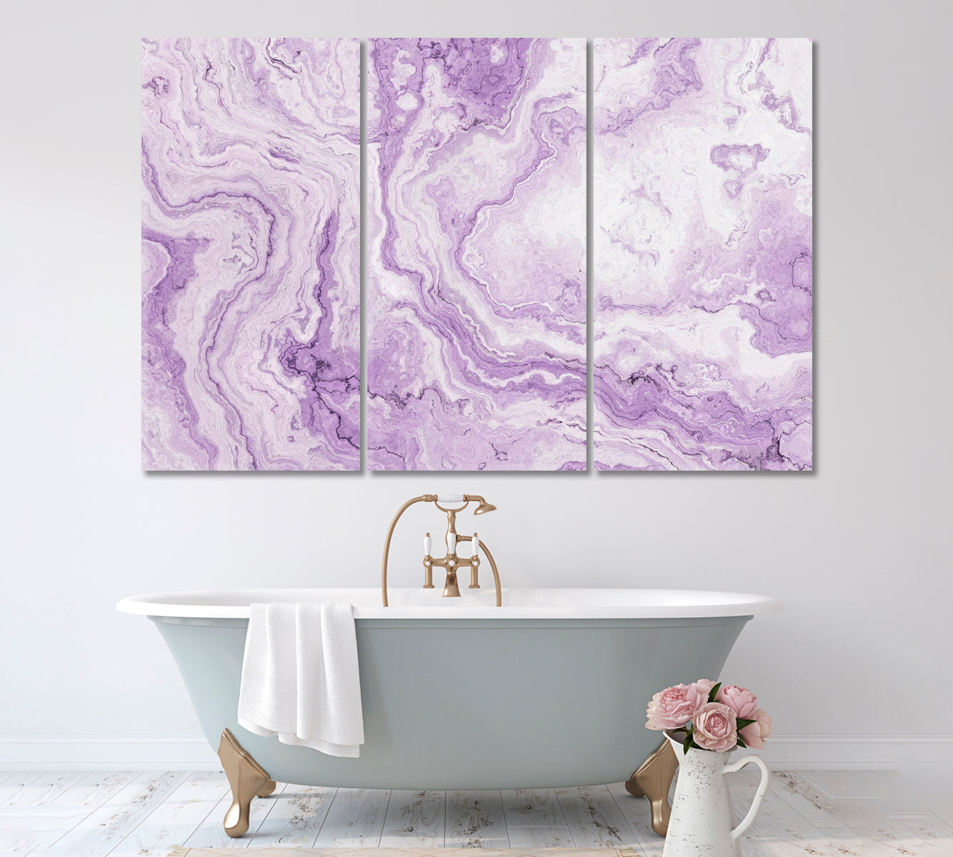 Purple Marble Abstract Pattern Canvas Print ArtLexy 3 Panels 36"x24" inches 
