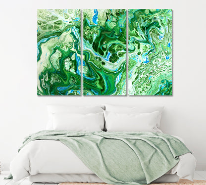 Abstract Watercolour Waves Canvas Print ArtLexy 3 Panels 36"x24" inches 