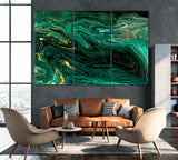 Abstract Green Marble with Gold Powder Canvas Print ArtLexy 3 Panels 36"x24" inches 