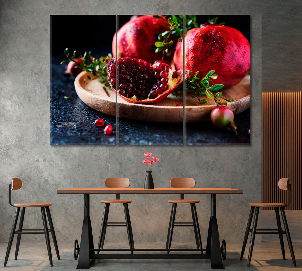 Ripe Pomegranate Canvas Print ArtLexy 3 Panels 36"x24" inches 