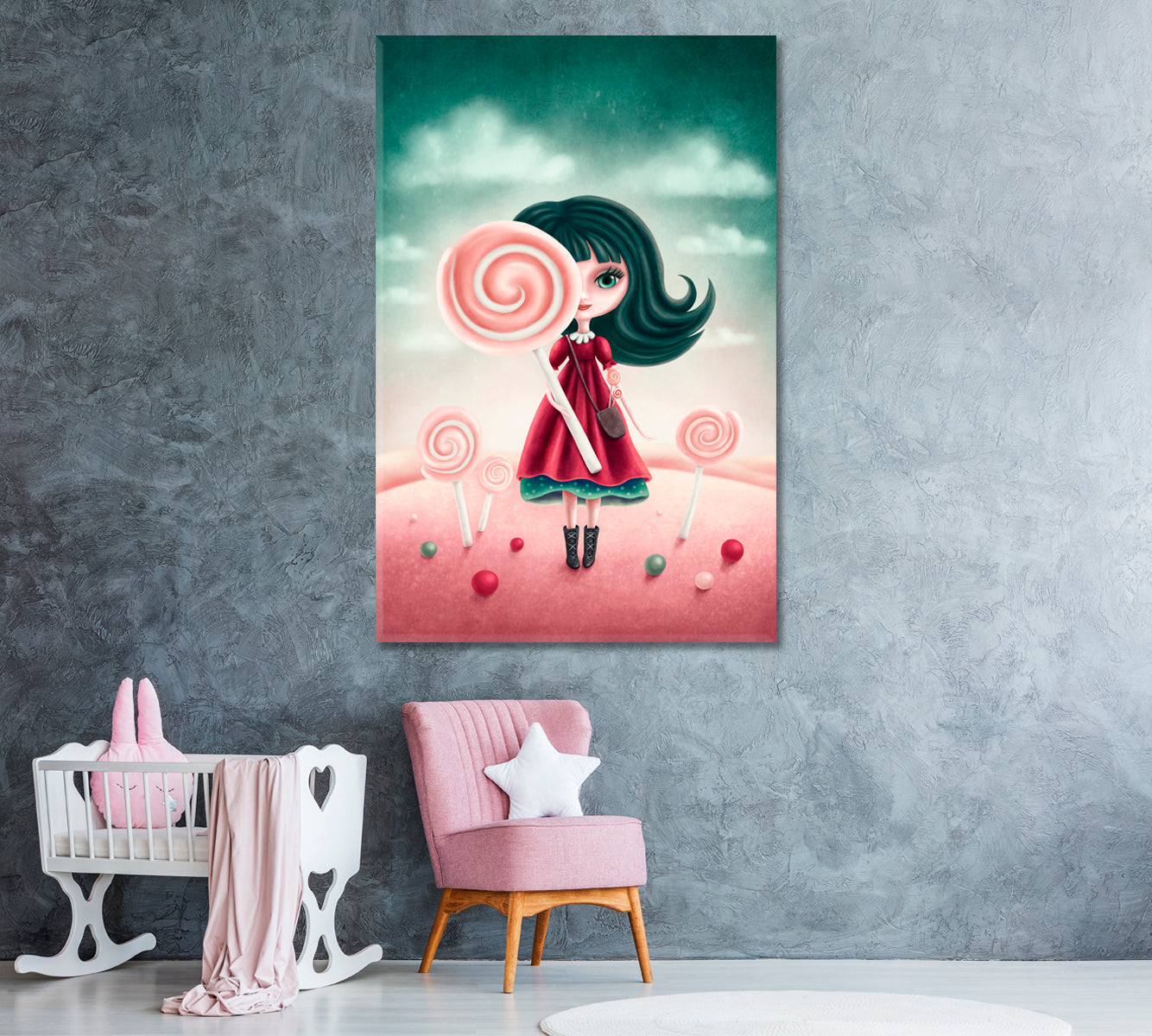 Little Girl with Lollipop Canvas Print ArtLexy   