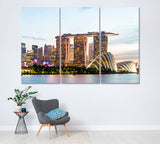 Singapore Skyline Canvas Print ArtLexy 3 Panels 36"x24" inches 