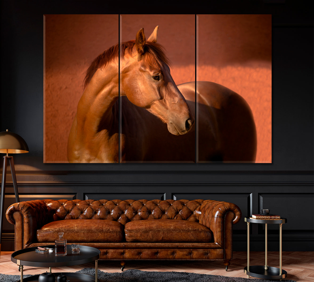 Beautiful Chestnut Horse Canvas Print ArtLexy 3 Panels 36"x24" inches 