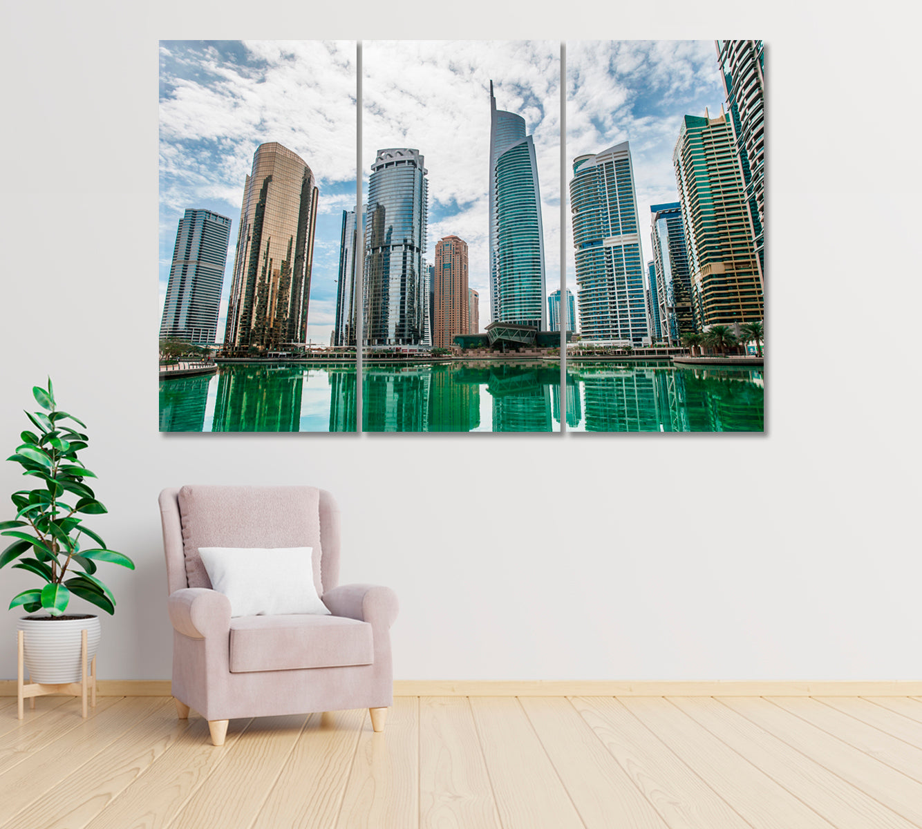 Dubai Jumeirah Lake Towers Canvas Print ArtLexy 3 Panels 36"x24" inches 