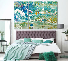 Modern Green Marble Fluid Art Canvas Print ArtLexy 3 Panels 36"x24" inches 