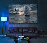 Sailing Ship at Sunset Canvas Print ArtLexy 5 Panels 36"x24" inches 