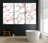 Elegant White Marble with Rose Gold Veins Canvas Print ArtLexy 3 Panels 36"x24" inches 