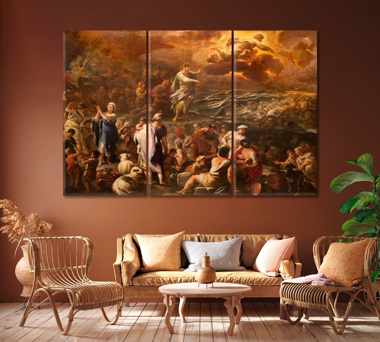Crossing of the Red Sea Canvas Print ArtLexy 3 Panels 36"x24" inches 