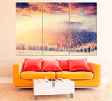 Snowy Forest of Carpathians Canvas Print ArtLexy 3 Panels 36"x24" inches 