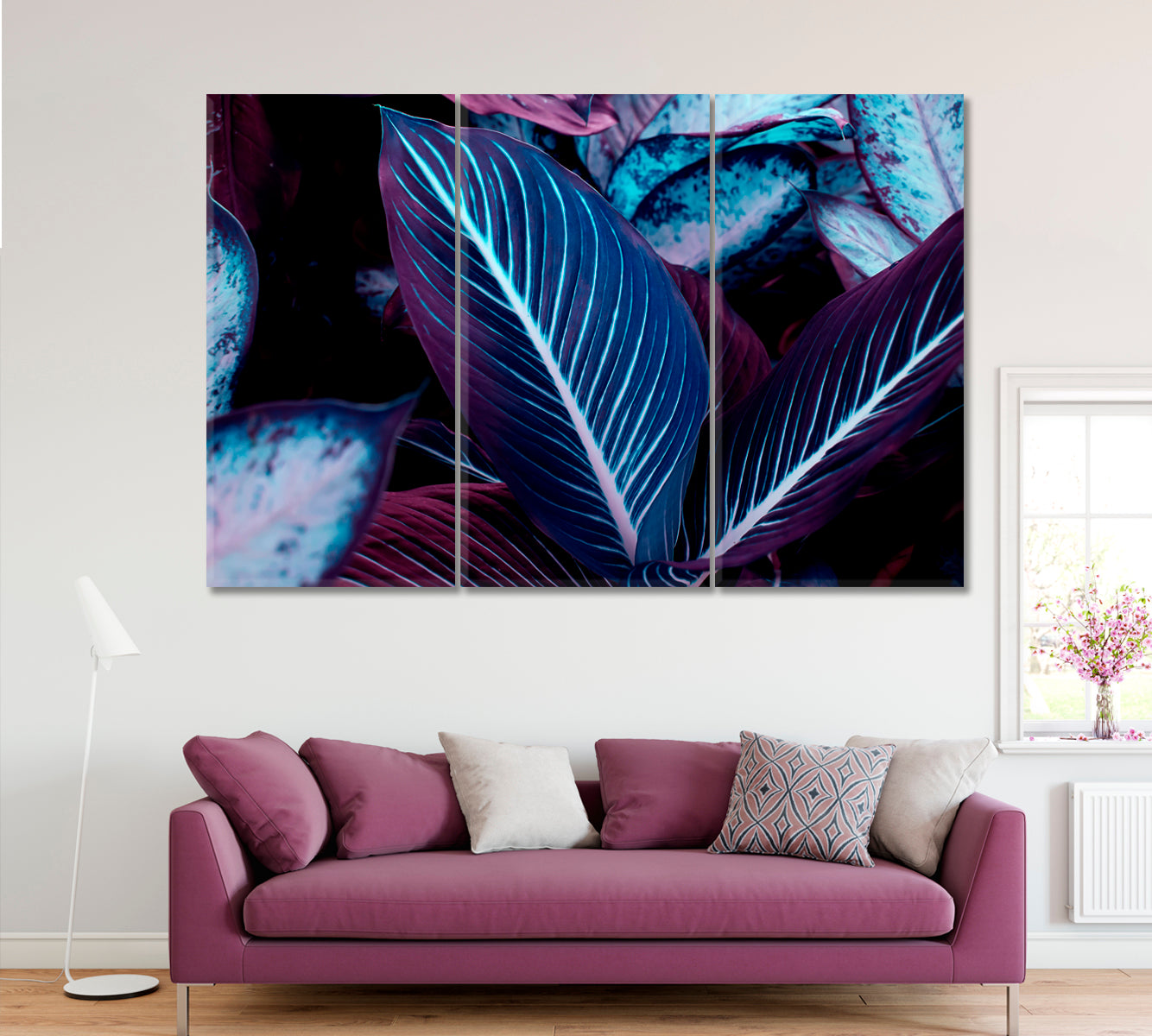 Beautiful Tropical Leaves Canvas Print ArtLexy 3 Panels 36"x24" inches 