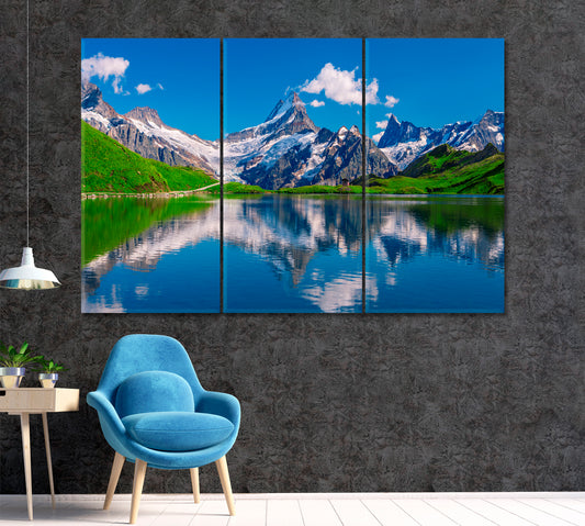 Bernese Range above Bachalpsee Lake Swiss Alps Canvas Print ArtLexy 3 Panels 36"x24" inches 