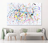 Abstract Watercolour Splashes and Drips Canvas Print ArtLexy 3 Panels 36"x24" inches 