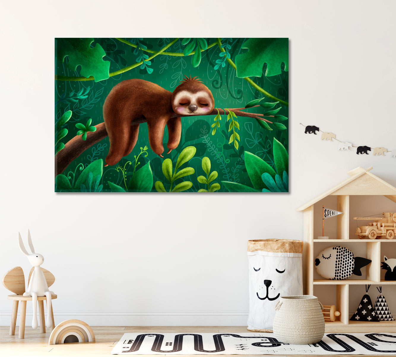 Cute Sleeping Sloth Canvas Print ArtLexy 1 Panel 24"x16" inches 