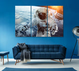 Astronaut in Outer Space Canvas Print ArtLexy 3 Panels 36"x24" inches 