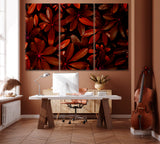 Tropical Leaves Canvas Print ArtLexy 3 Panels 36"x24" inches 