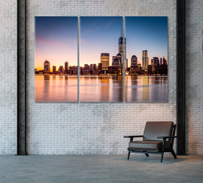 Lower Manhattan Skyline Canvas Print ArtLexy 3 Panels 36"x24" inches 