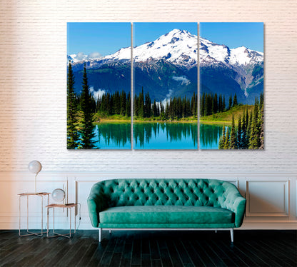 Image Lake and Glacier Peak Washington USA Canvas Print ArtLexy 3 Panels 36"x24" inches 