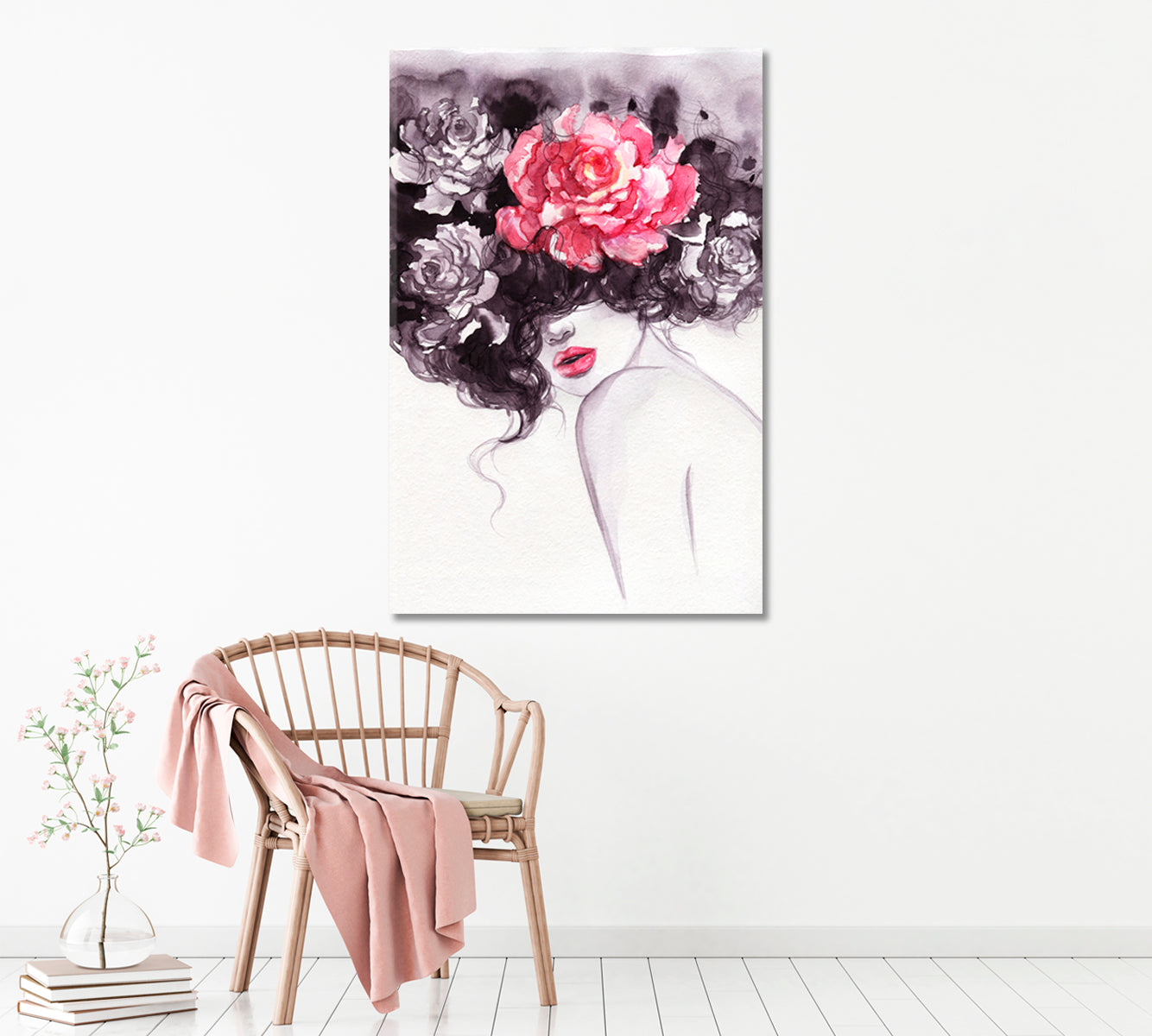 Woman with Flowers Canvas Print ArtLexy   