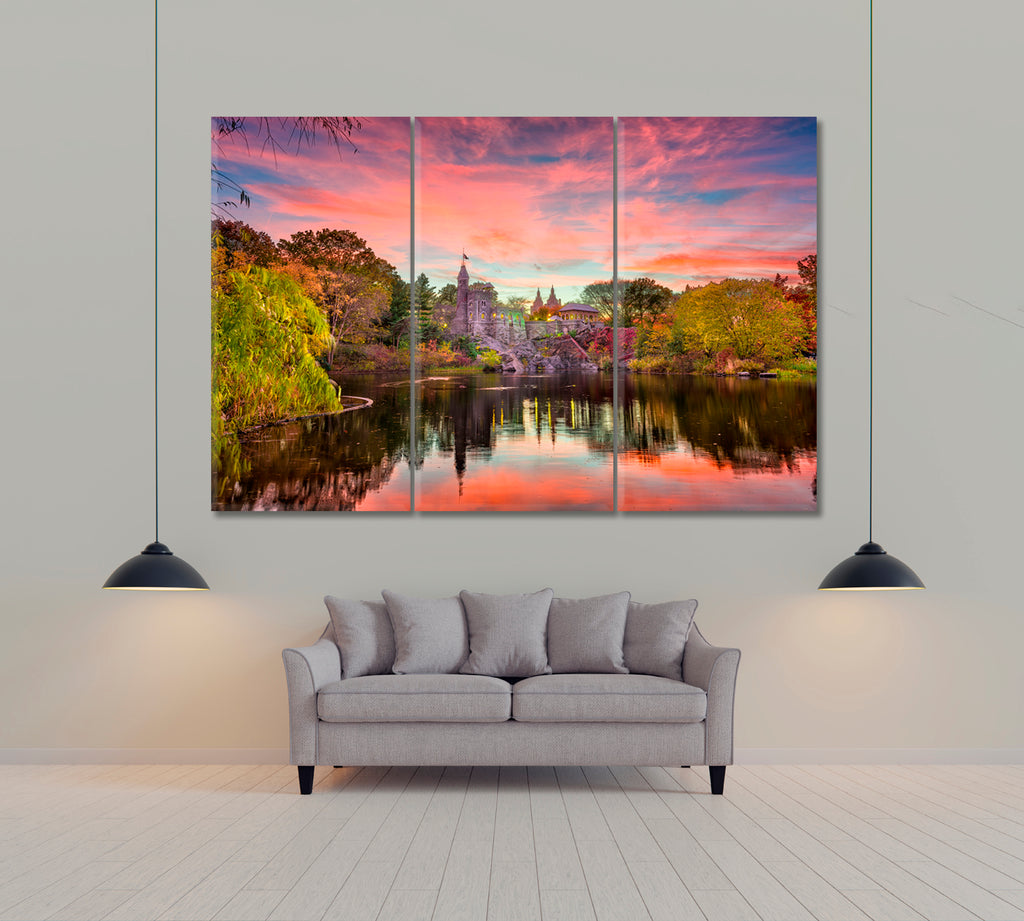 Belvedere Castle New York City Canvas Print ArtLexy 3 Panels 36"x24" inches 