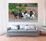 Horse Drawn Carriage Drive in Manhattan's Central Park Canvas Print ArtLexy 3 Panels 36"x24" inches 
