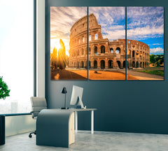 Colosseum at Sunrise Rome Italy Canvas Print ArtLexy 3 Panels 36"x24" inches 