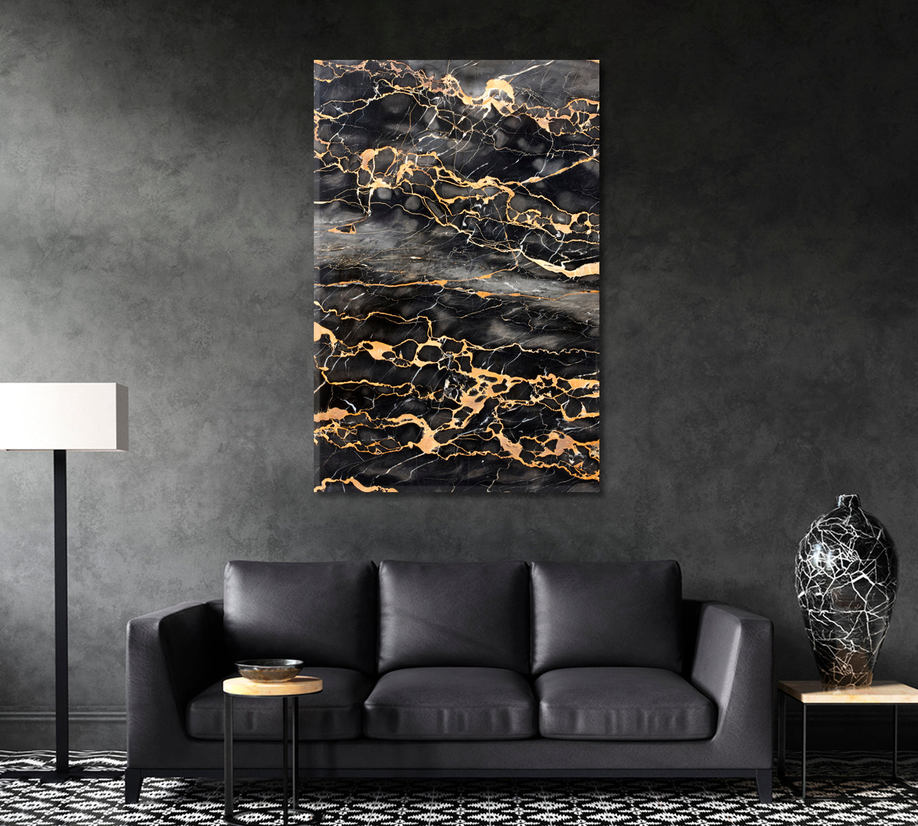 Black Marble with Golden Veins Canvas Print ArtLexy 1 Panel 16"x24" inches 