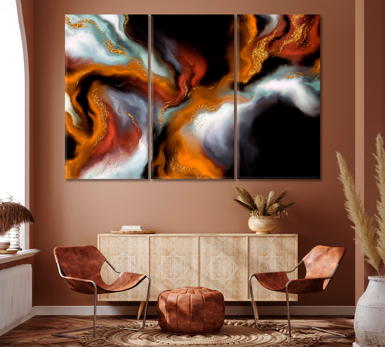 Luxury Swirls of Marble Canvas Print ArtLexy 3 Panels 36"x24" inches 