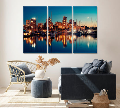 Boat Reflections at Dusk Vancouver Canvas Print ArtLexy   