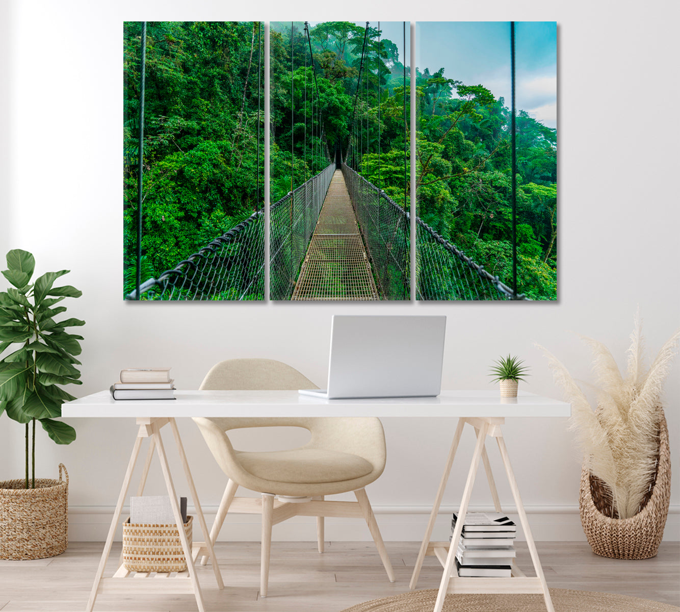 Mistico Arenal Hanging Bridges Park Costa Rica Canvas Print ArtLexy 3 Panels 36"x24" inches 
