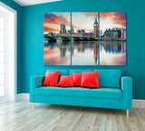 Houses of Parliament with Big Ben London Canvas Print ArtLexy 3 Panels 36"x24" inches 