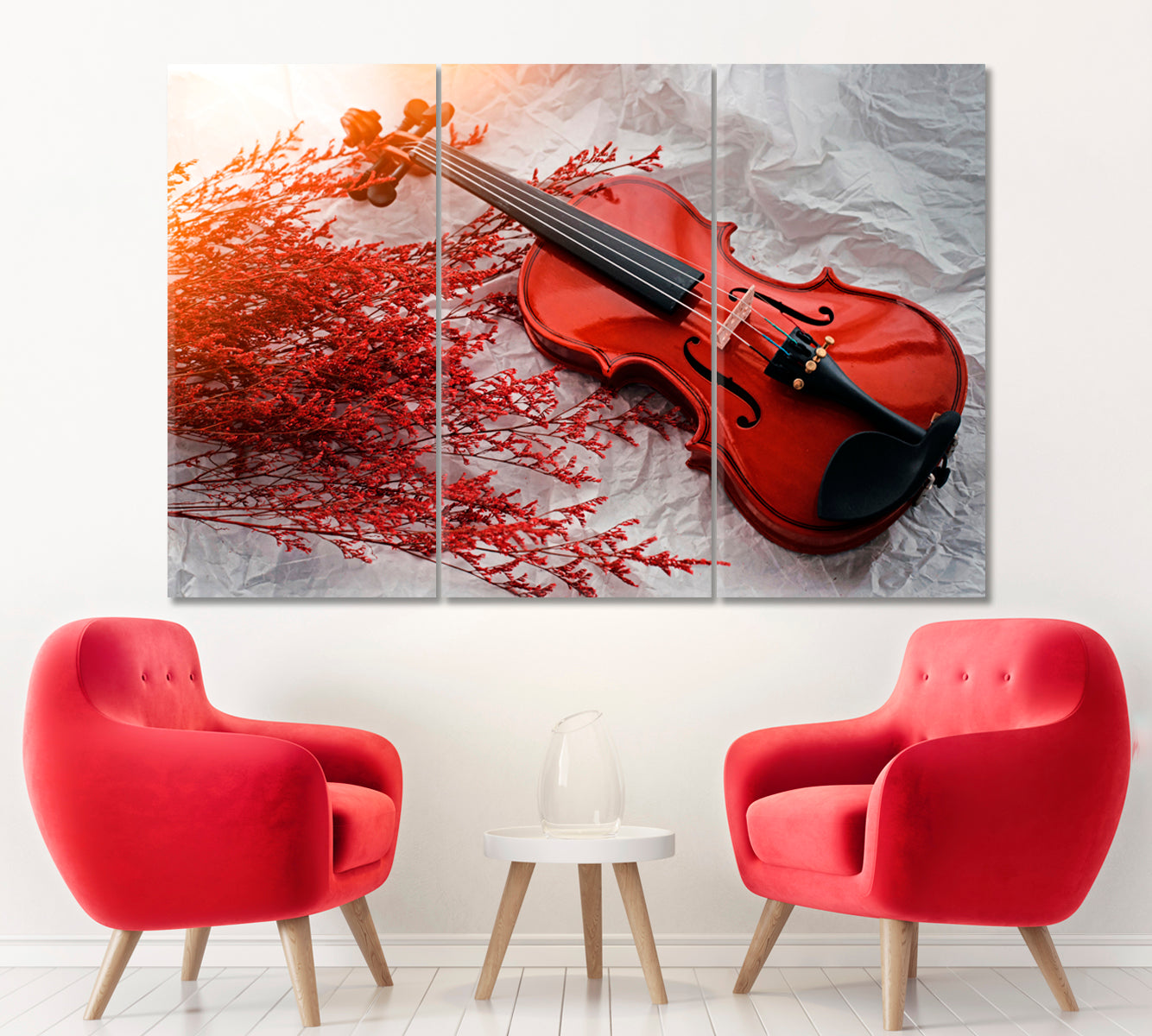 Violin with Dried Flowers Canvas Print ArtLexy 3 Panels 36"x24" inches 