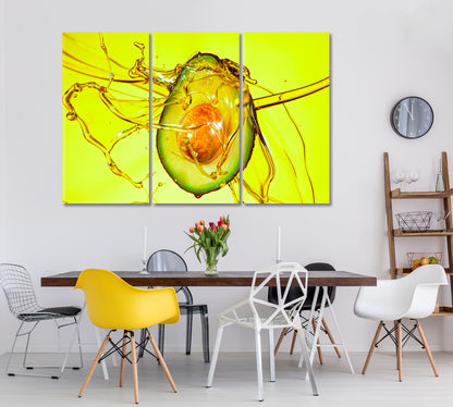 Avocado with Oil Splash Canvas Print ArtLexy   