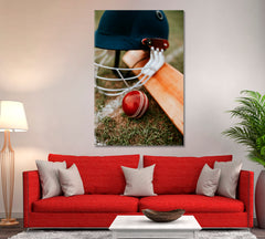 Cricket Ball and Bat Canvas Print ArtLexy   