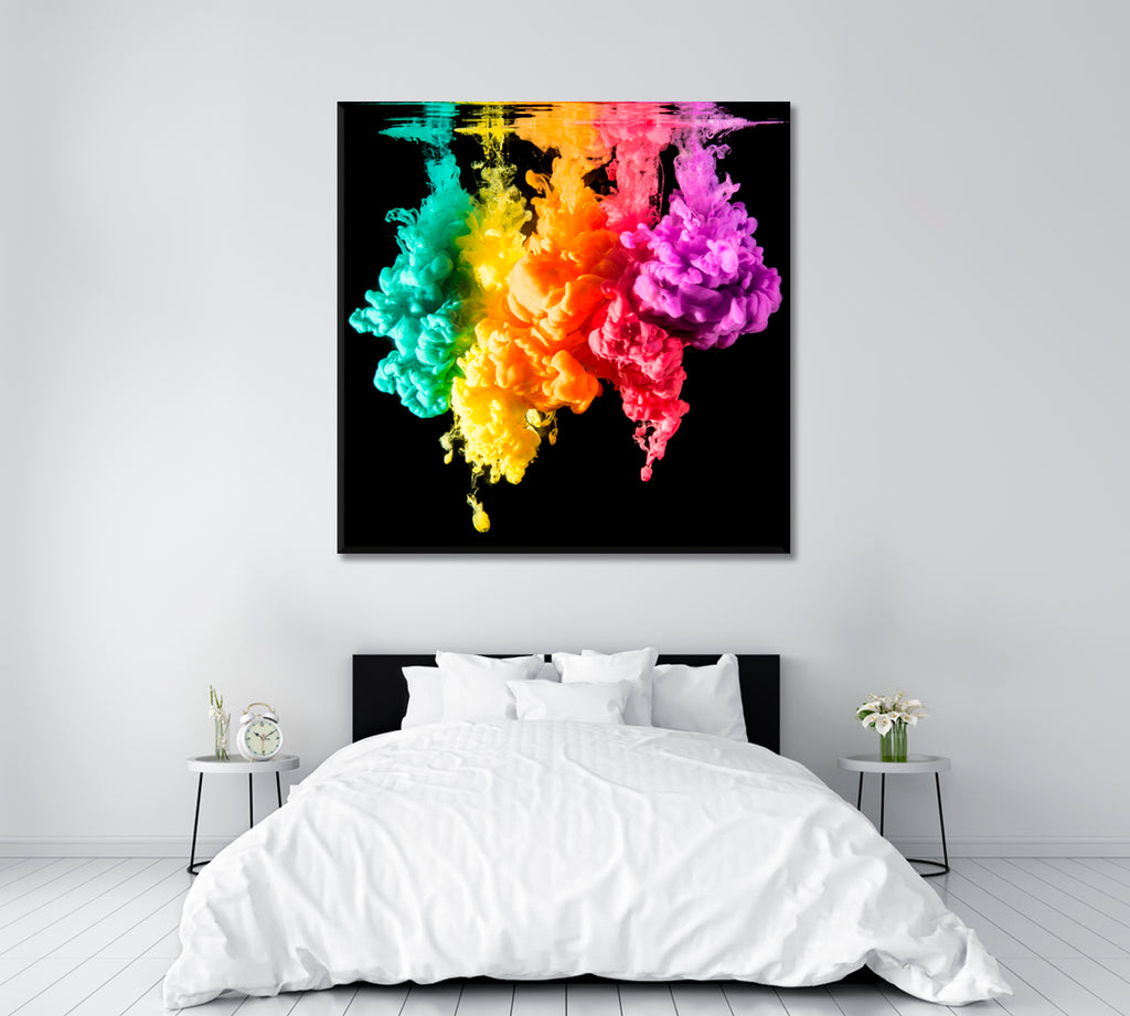 Rainbow Paint in Water Canvas Print ArtLexy 1 Panel 12"x12" inches 